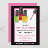マニペディパーティーだ!爪、 ネイルポーランドバースデーパーティー 招待状 (正面/裏面)