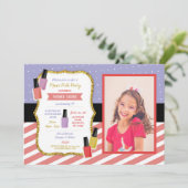 マニペディ美しいスパ誕生日パーティーパンパー写真 招待状 (スタンド正面)