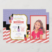 マニペディ美しいスパ誕生日パーティーパンパー写真 招待状 (正面/裏面)