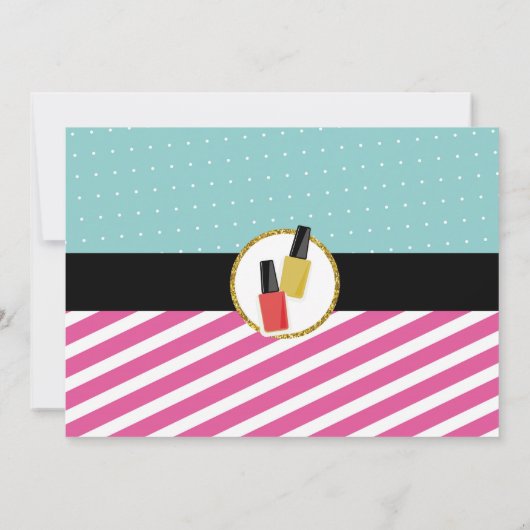 マニペディ美しい誕生日パーティーパンパーフォトピンク 招待状 (裏面)