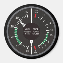 マニホールド圧力と燃料流飛行機ダッシュボード