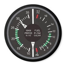 マニホールド圧力と燃料流飛行機ダッシュボード