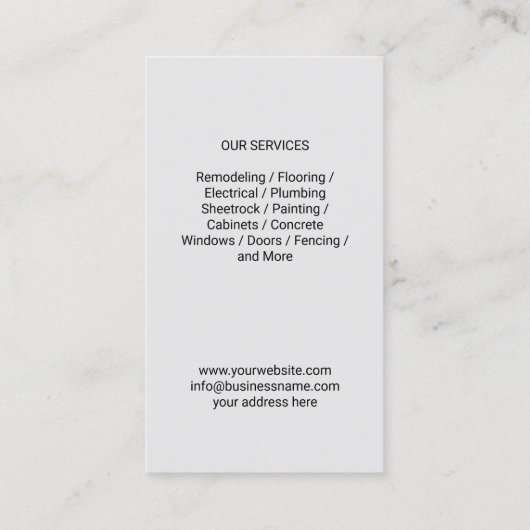 マニャン自動車修理サービスのミニマル主義者 名刺 (裏面)