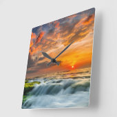 マニャールビーチアットサンライズ スクエア壁時計 (傾斜)