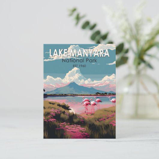 マニヤラ湖国立公園タンザニア旅行ヴィンテージ ポストカード (スタンド正面)