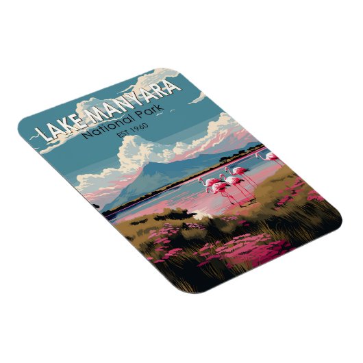 マニヤラ湖国立公園タンザニア旅行ヴィンテージ マグネット (右側)