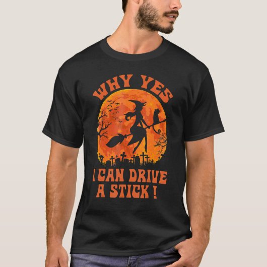 マニュアル車も運転できるんですよ ハロウィン ウィット Tシャツ (正面)