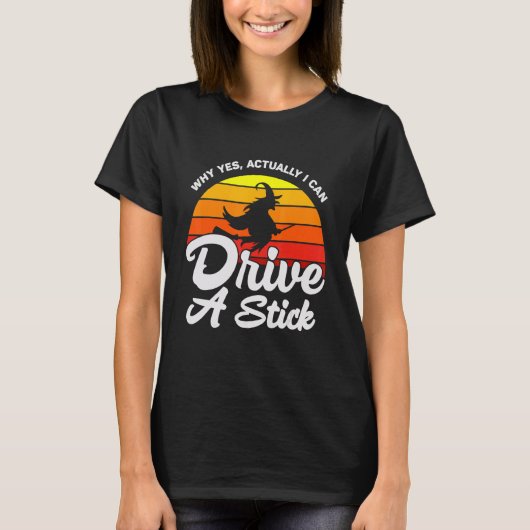 マニュアル車を運転できるってよ ハロウィン レトロ V Tシャツ (正面)