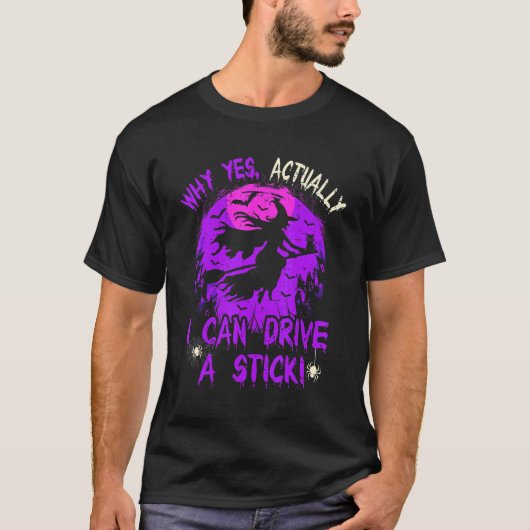 マニュアル車を運転できるって本当? 面白いハロウィン Tシャツ (正面)