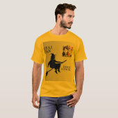 マニュアル車大丈夫です - 笑顔の魔女と可愛い猫 Tシャツ (正面フル)