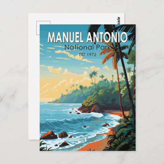 マニュエルアントニオナショナルパークトラベルアートヴィンテージ ポストカード (正面/裏面)