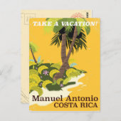 マニュエル・アントニオ、コスタリカのヴィンテージ旅行ポスター ポストカード (正面/裏面)