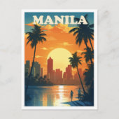 マニラフィリピンアートヴィンテージトラベルイラストレーション ポストカード (正面)