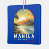 マニラフィリピントラベルアートヴィンテージ セラミックオーナメント (左)