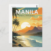 マニラフィリピントラベルアートヴィンテージ ポストカード (正面/裏面)
