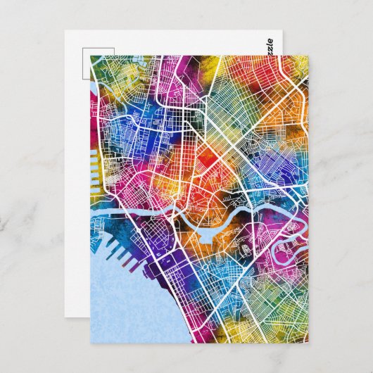 マニラ・フィリピンシティの地図 ポストカード (正面/裏面)