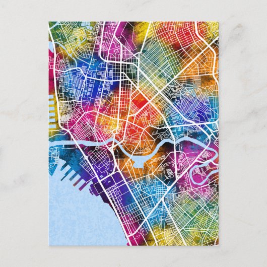 マニラ・フィリピンシティの地図 ポストカード (正面)