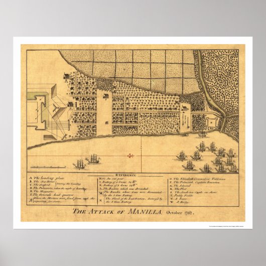 マニラ・フィリピン攻撃マップ1762 ポスター (正面)