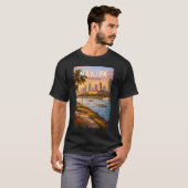 マニラ フィリピン スカイライン イラスト 旅行アート Tシャツ (正面フル)