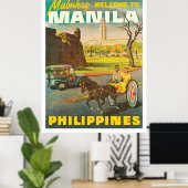 マニラ，フィリピン，ヴィンテージ旅行の通り ポスター (ホームオフィス)