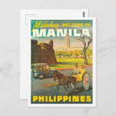 マニラ，フィリピン，ヴィンテージ旅行の通り ポストカード (正面/裏面)