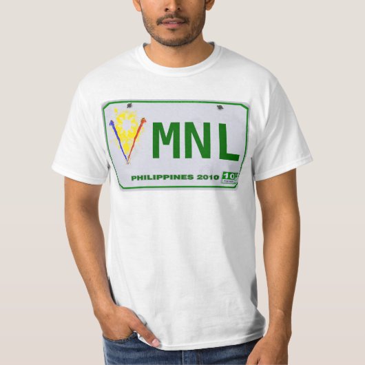 マニラ(MNL)のフィリピンのナンバープレート Tシャツ (正面)