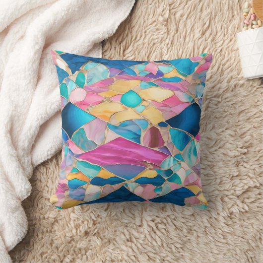 "マニルバ"青いピンクの砂の波を砕いた クッション (ブランケット)