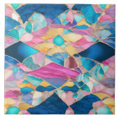 "マニルバ"青いピンクの砂の波を砕いた タイル (正面)