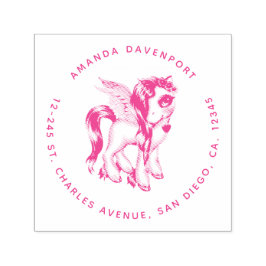 マニー&テールファンシー付き美しいユニコーン セルフインキングスタンプ