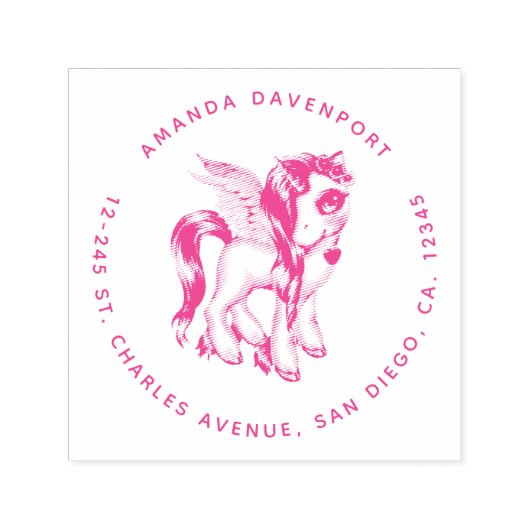 マニー&テールファンシー付き美しいユニコーン セルフインキングスタンプ (デザイン)