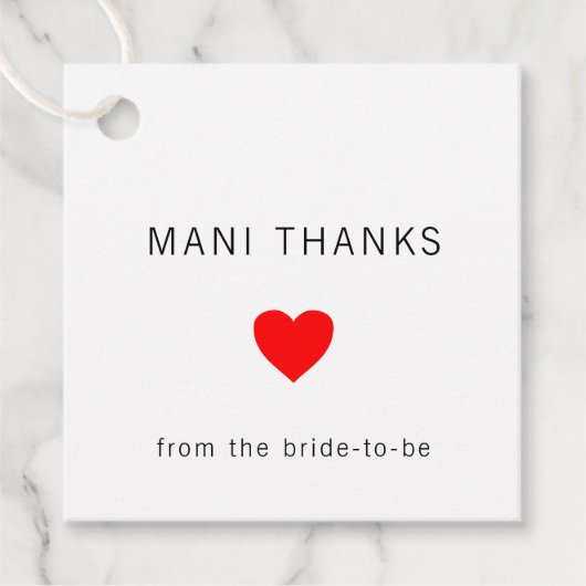 マニ サンクス モダン ミニマリスト ブライダル シャワー フェイバータグ (正面)