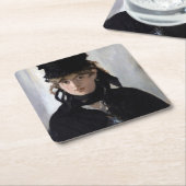 マネの花束を添えたBerthe Morisot スクエアペーパーコースター (アングル)