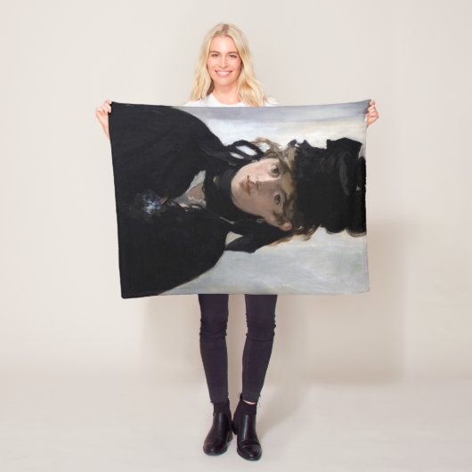 マネの花束を添えたBerthe Morisot フリースブランケット (インサイチュ)