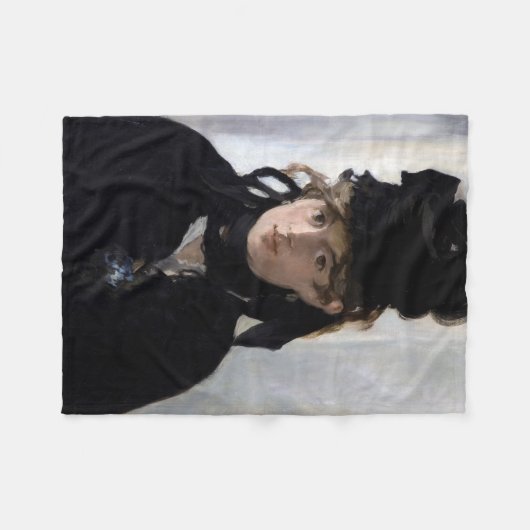 マネの花束を添えたBerthe Morisot フリースブランケット (正面(横))