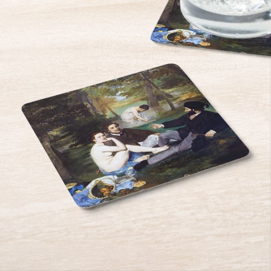マネの草の上の昼食会 スクエアペーパーコースター (アングル)