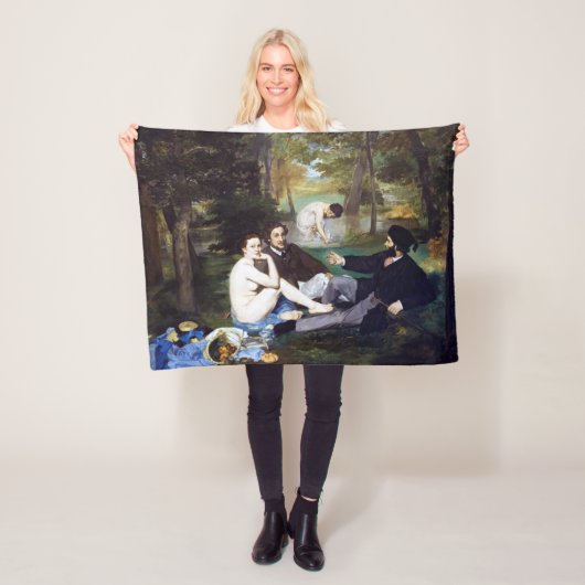 マネの草の上の昼食会 フリースブランケット (インサイチュ)
