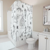 マネキビクトリアンンアンティーク裁縫機 シャワーカーテン (インサイチュ)