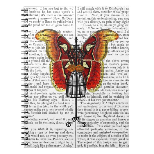 マネキンの赤くおよび黄色の蝶 ノートブック (正面)