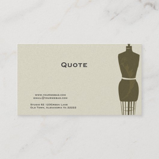 マネキンを縫うファッションの専門のヴィンテージ 名刺 (裏面)