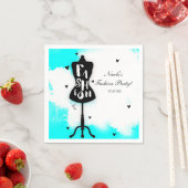 マネキンスタンドファッションアクア&ホワイトハート スタンダードカクテルナプキン (インサイチュ)