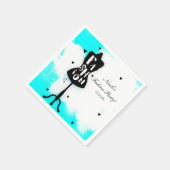 マネキンスタンドファッションアクア&ホワイトハート スタンダードカクテルナプキン (角)