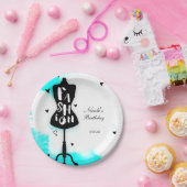 マネキンスタンドファッションアクア&ホワイトハート ペーパープレート (パーティー)