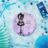 マネキンスタンドヴィンテージレトロパープルファッションパーティー ペーパープレート (パーティー)