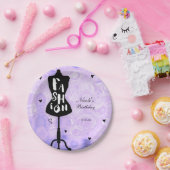 マネキンスタンドヴィンテージレトロパープルファッションパーティー ペーパープレート (パーティー)