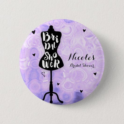 マネキンスタンドヴィンテージレトロパープルブライダルシャワー 缶バッジ (正面)