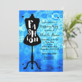 マネキンスタンドヴィンテージレトロブルーファッションパーティー 招待状 (スタンド正面)
