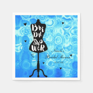 マネキンスタンドヴィンテージレトロブルーブライダルシャワー スタンダードカクテルナプキン