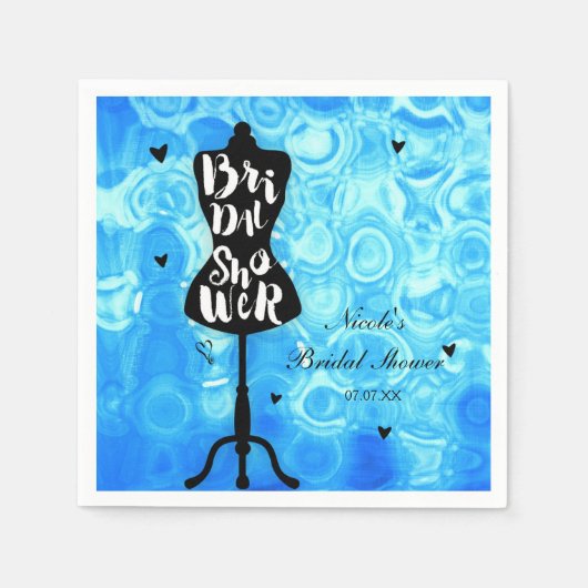マネキンスタンドヴィンテージレトロブルーブライダルシャワー スタンダードカクテルナプキン (正面)