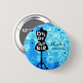 マネキンスタンドヴィンテージレトロブルーブライダルシャワー 缶バッジ (正面&裏面)