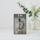 マネキンファッションデザイナーダークグレー名刺 名刺 (スタンド正面)